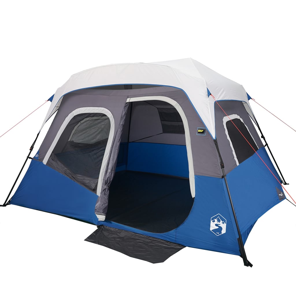 Tenda familiar c/ LED 6 pessoas libertação rápida azul-claro