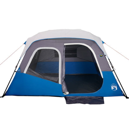 Tenda familiar c/ LED 6 pessoas libertação rápida azul-claro