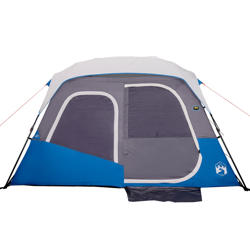 Tenda familiar c/ LED 6 pessoas libertação rápida azul-claro