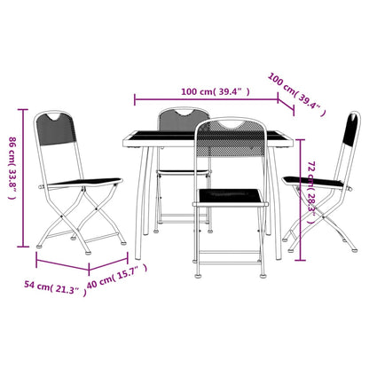 5 pcs conjunto de jantar para jardim rede de metal antracite