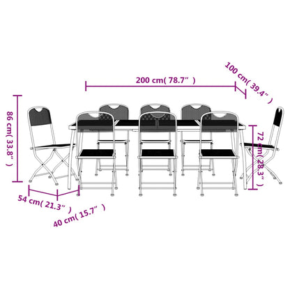 9 pcs conjunto de jantar para jardim rede de metal antracite