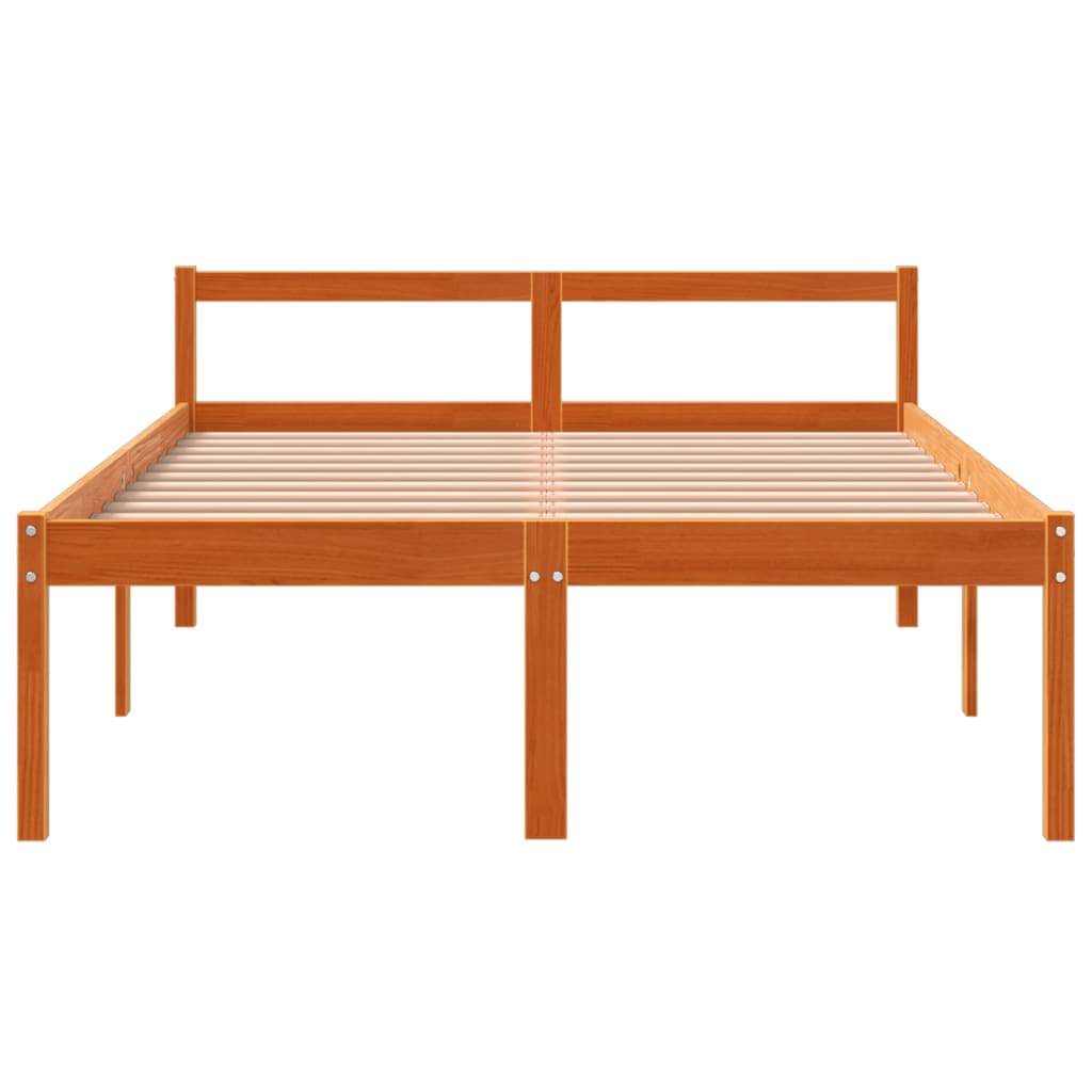 Cama para idosos 135x190 cm madeira pinho maciça castanho cera