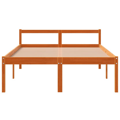 Cama para idosos 135x190 cm madeira pinho maciça castanho cera