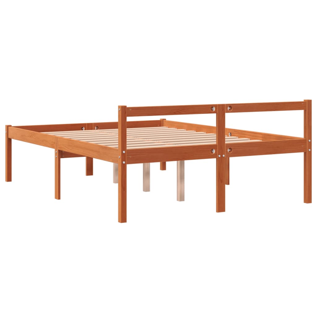 Cama para idosos 135x190 cm madeira pinho maciça castanho cera