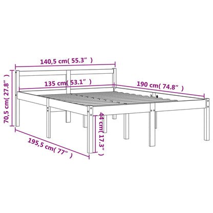 Cama para idosos 135x190 cm madeira pinho maciça castanho cera