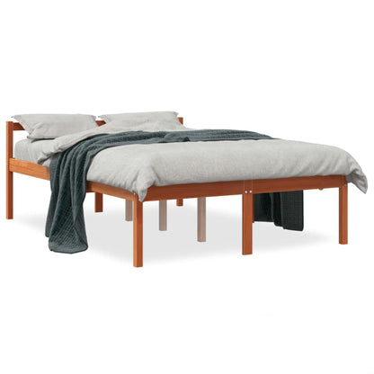 Cama para idosos 135x190 cm madeira pinho maciça castanho cera