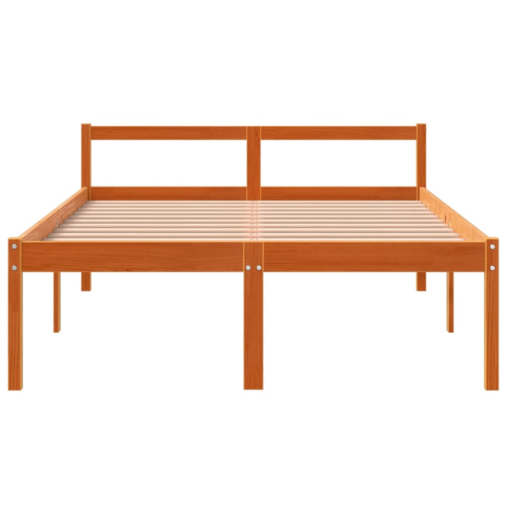 Cama para idosos 140x190 cm madeira pinho maciça castanho cera