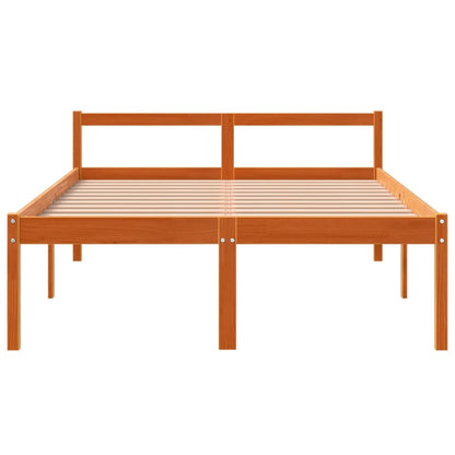 Cama para idosos 140x190 cm madeira pinho maciça castanho cera