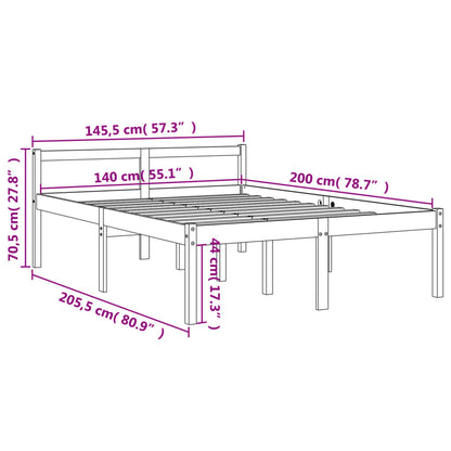 Cama para idosos 140x200 cm madeira pinho maciça castanho cera