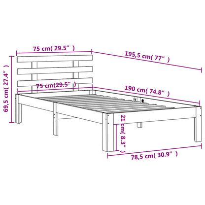 Estrutura cama c/ cabeceira 75x190 cm pinho maciço castanho-mel