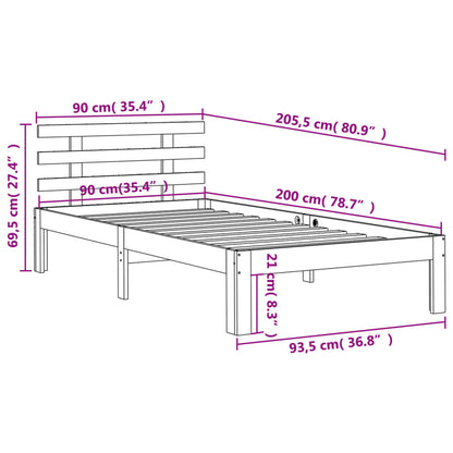 Estrutura cama c/ cabeceira 90x200 cm pinho maciço castanho-mel