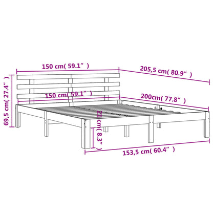 Estrutura cama c/ cabeceira 150x200cm pinho maciço castanho-mel