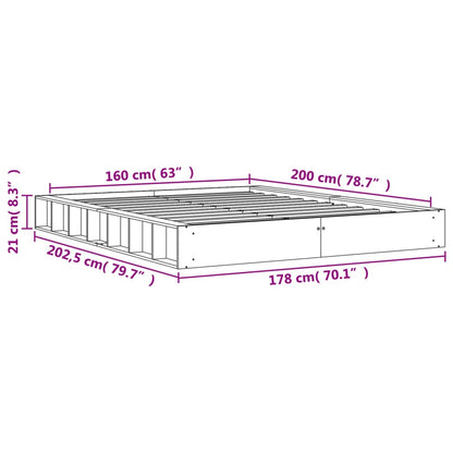 Estrutura de cama 160x200 cm madeira pinho maciça castanho cera