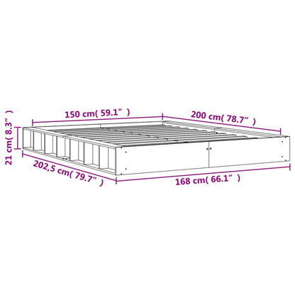 Estrutura de cama 150x200 cm madeira pinho maciça castanho cera