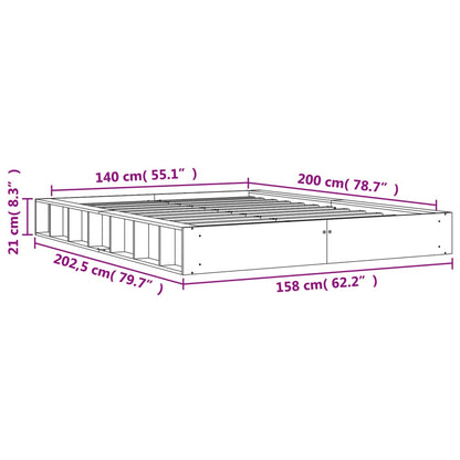 Estrutura de cama 140x200 cm madeira pinho maciça castanho cera