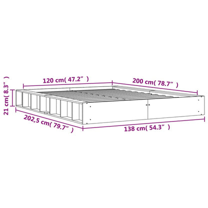 Estrutura de cama 120x200 cm madeira pinho maciça castanho cera