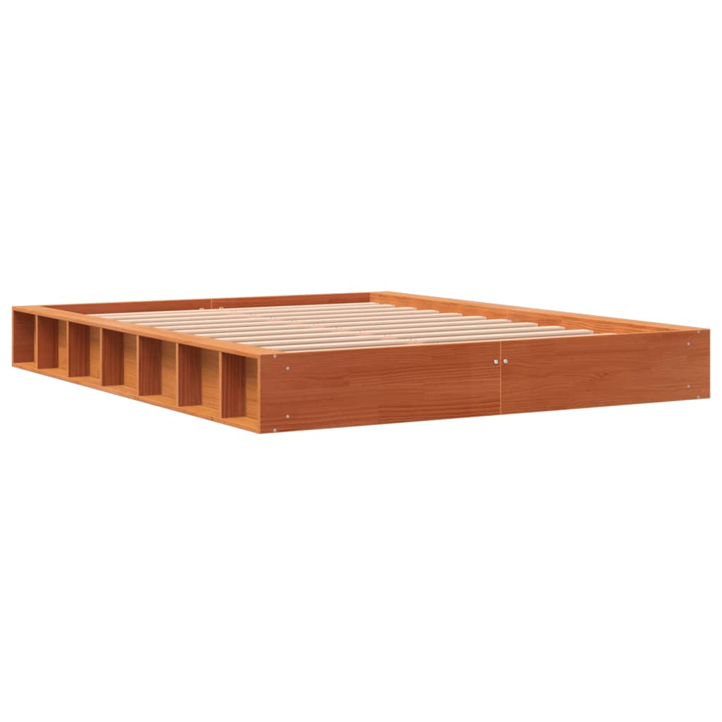 Estrutura de cama 120x190 cm madeira pinho maciça castanho cera