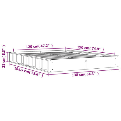 Estrutura de cama 120x190 cm madeira pinho maciça castanho cera