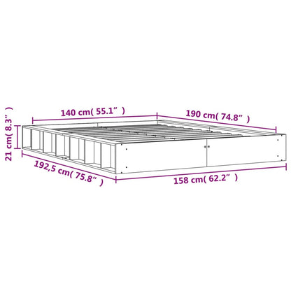 Estrutura de cama 140x190 cm madeira pinho maciça castanho cera