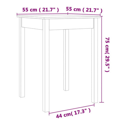 Mesa de jantar 55x55x75 cm madeira pinho maciça castanho cera