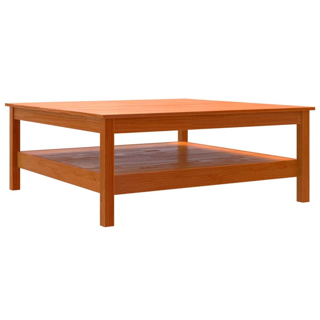 Mesa de centro 100x100x40 cm madeira pinho maciça castanho cera