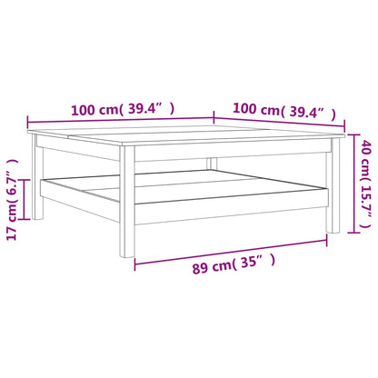 Mesa de centro 100x100x40 cm madeira pinho maciça castanho cera