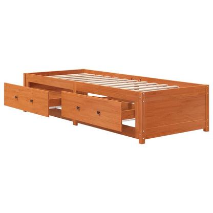 Sofá-cama 80x200 cm madeira de pinho maciça castanho cera