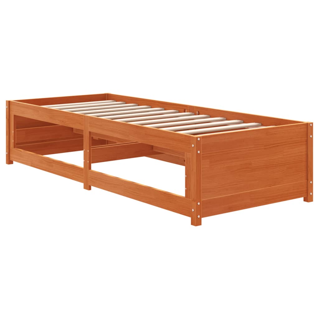 Sofá-cama 80x200 cm madeira de pinho maciça castanho cera