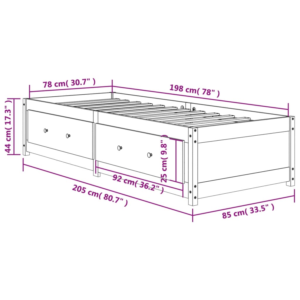 Sofá-cama 80x200 cm madeira de pinho maciça castanho cera