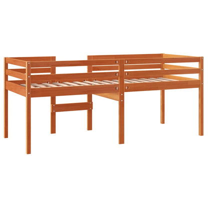 Cama alta 75x190 cm madeira de pinho maciça castanho cera