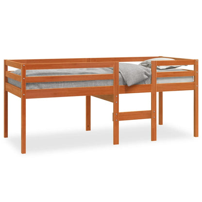 Cama alta 75x190 cm madeira de pinho maciça castanho cera