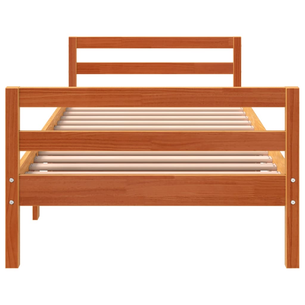 Estrutura de cama 90x190 cm madeira pinho maciça castanho cera