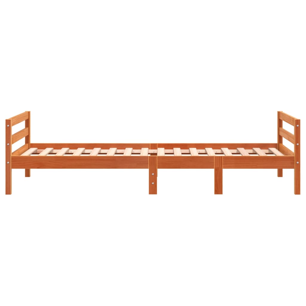 Estrutura de cama 90x190 cm madeira pinho maciça castanho cera