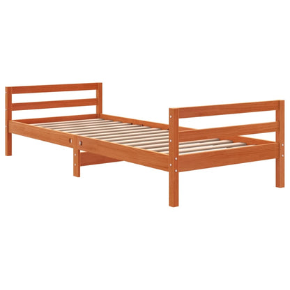 Estrutura de cama 90x190 cm madeira pinho maciça castanho cera