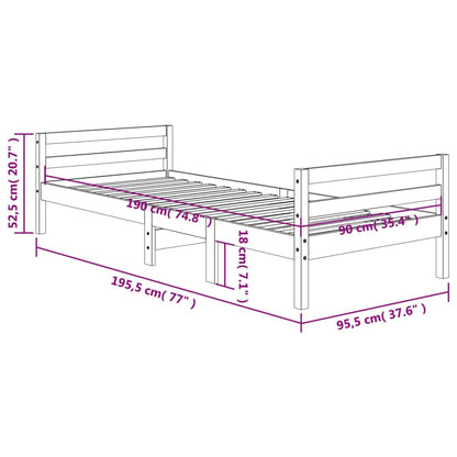 Estrutura de cama 90x190 cm madeira pinho maciça castanho cera