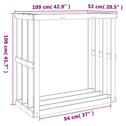 Suporte lenha exterior 109x52x106 cm pinho maciço castanho cera