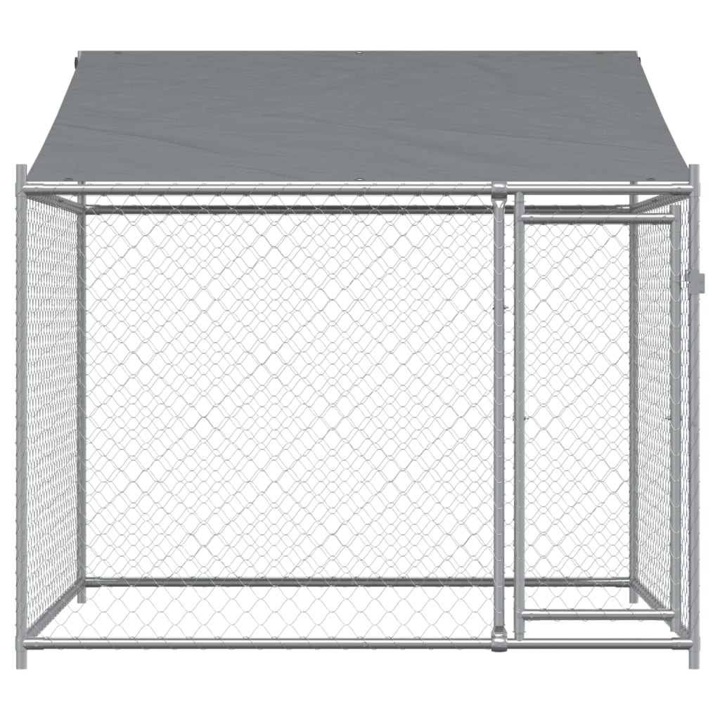 Jaula para cão com telhado/porta 2x2x2 m aço galvanizado cinza