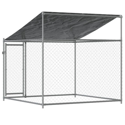 Jaula para cão com telhado/porta 2x2x2 m aço galvanizado cinza