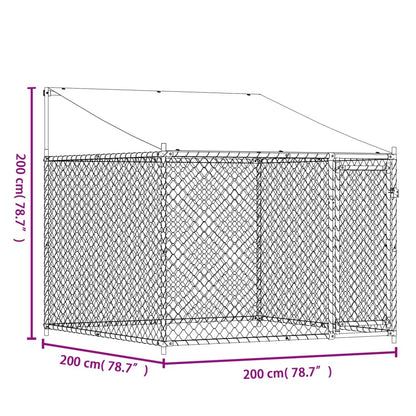 Jaula para cão com telhado/porta 2x2x2 m aço galvanizado cinza