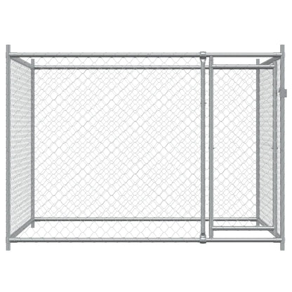 Jaula para cão com porta 2x2x1,5 m aço galvanizado cinzento