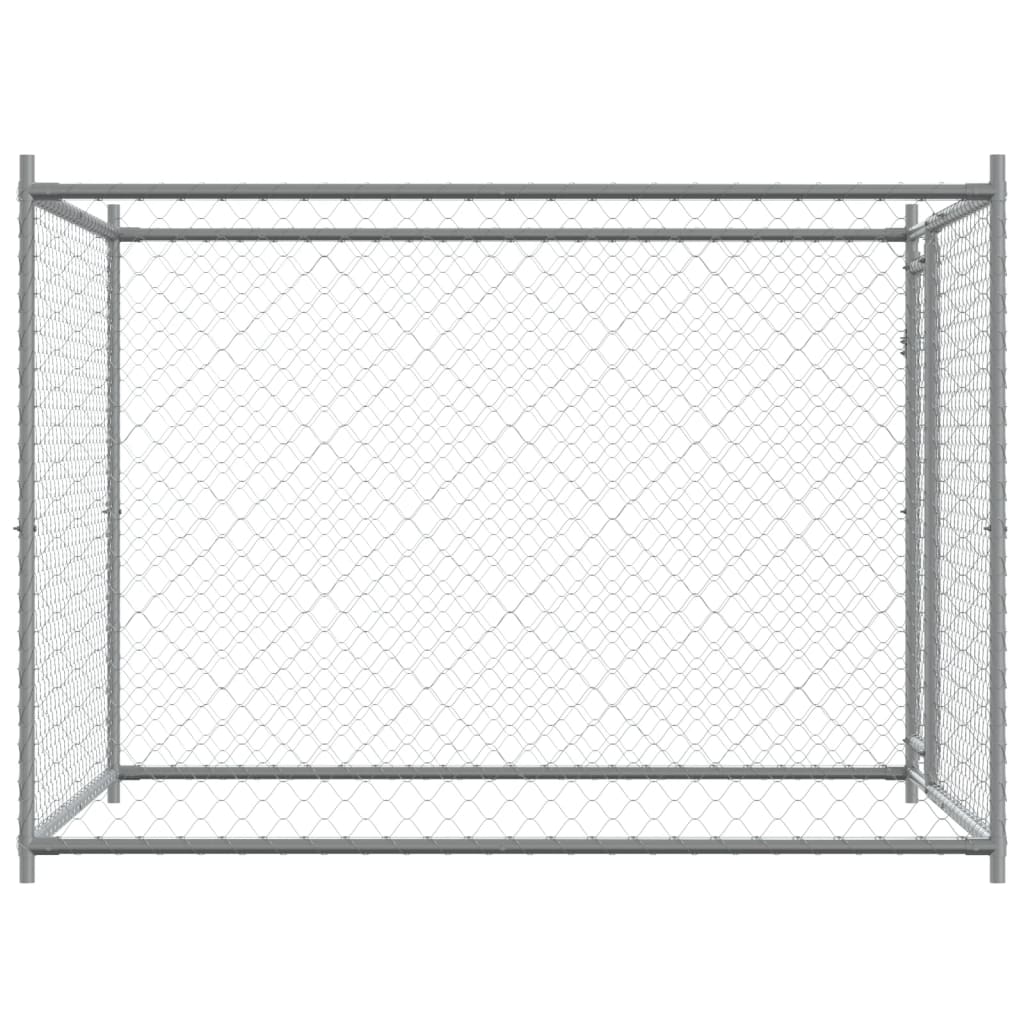 Jaula para cão com porta 2x2x1,5 m aço galvanizado cinzento