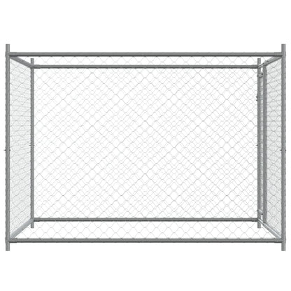 Jaula para cão com porta 2x2x1,5 m aço galvanizado cinzento