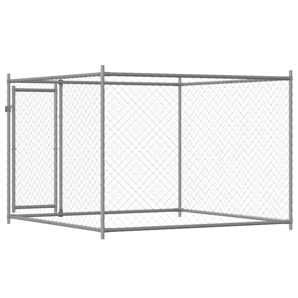 Jaula para cão com porta 2x2x1,5 m aço galvanizado cinzento