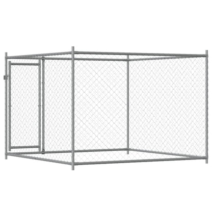 Jaula para cão com porta 2x2x1,5 m aço galvanizado cinzento