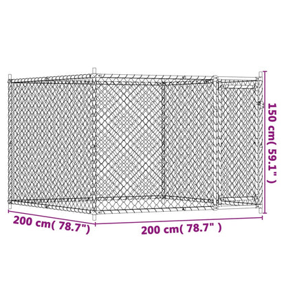 Jaula para cão com porta 2x2x1,5 m aço galvanizado cinzento