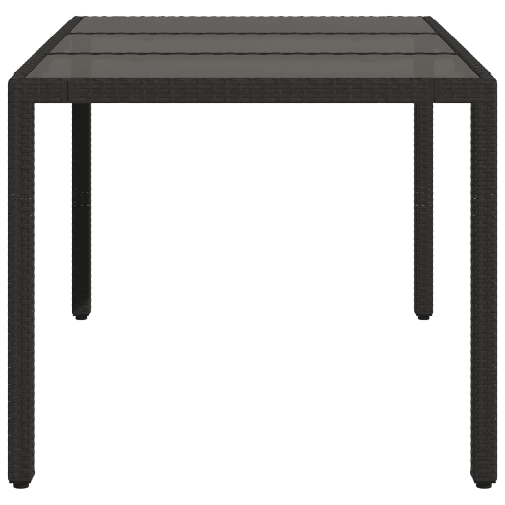 Mesa de jardim com tampo de vidro 150x90x75 cm vime PE preto