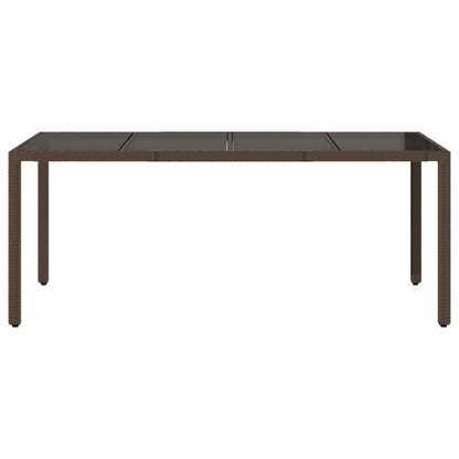 Mesa de jardim com tampo de vidro 190x90x75 cm vime PE castanho