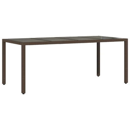 Mesa de jardim com tampo de vidro 190x90x75 cm vime PE castanho