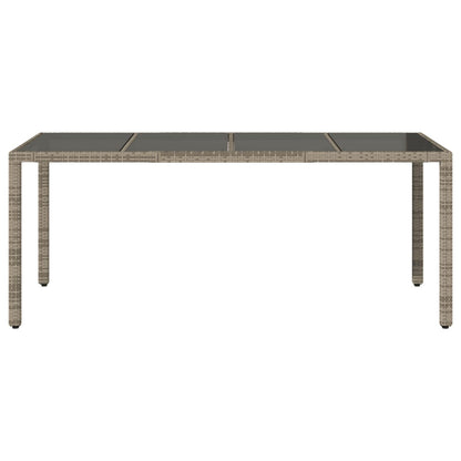 Mesa de jardim com tampo de vidro 190x90x75 cm vime PE cinza