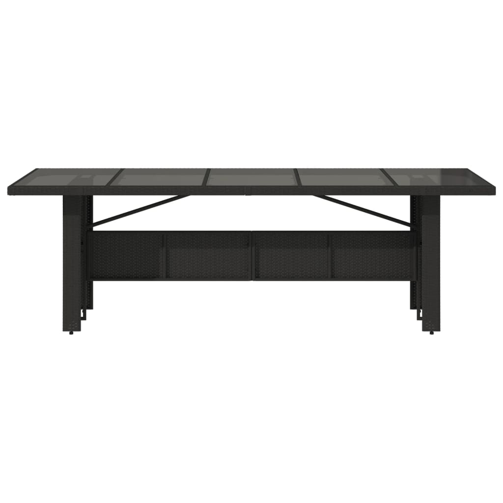 Mesa de jardim com tampo de vidro 240x90x75 cm vime PE preto